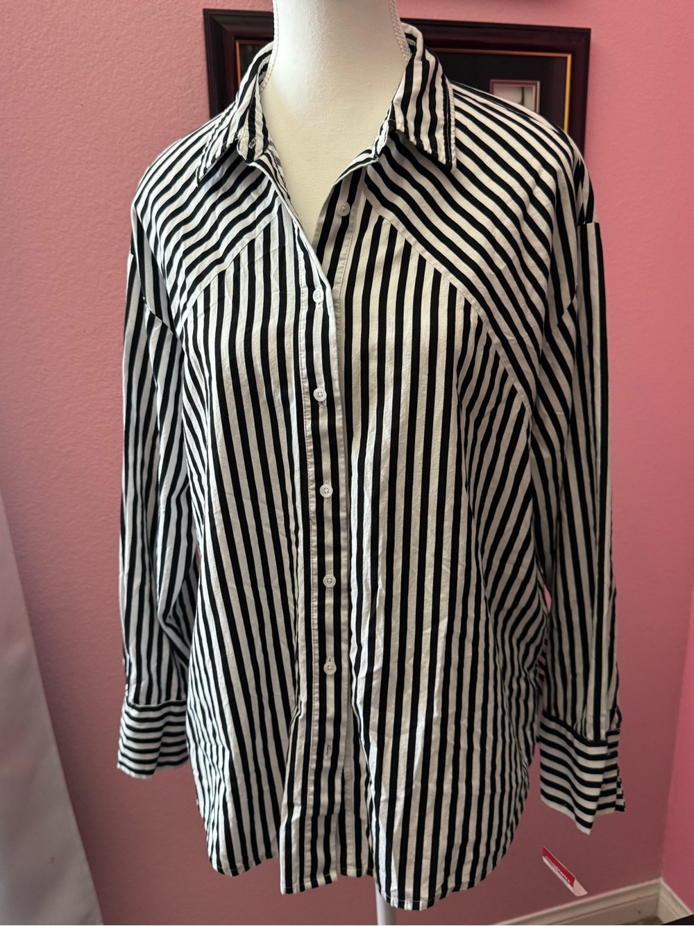 Nine West Black and White Striped Top